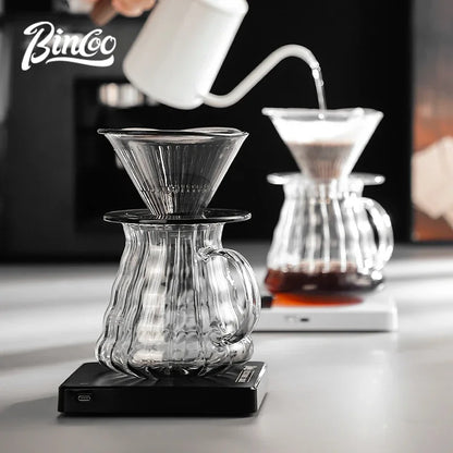 Bincoo 600ML Coffee Servers Sharing Transparent Glass Pot Coffee  Drip Filters Cup Coffee Utensils