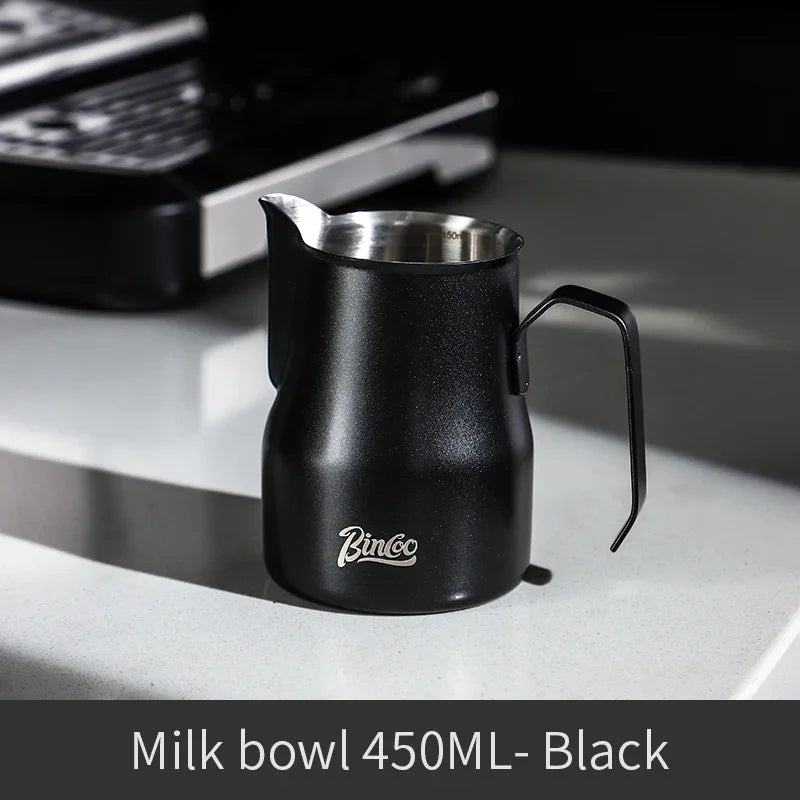 Bincoo GYKF0193 300/450ml Pink Milk Frothing Pitcher Stainless Steel Espresso Steaming Cup with Measurement Scale for Latte Art Barista