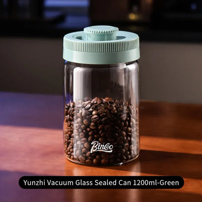 BINCOO Vacuum Sealed Tank Coffee Bean Storage Tank Household Glass Food Storage Jars Moisture-proof Airtight Sealed Container