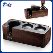 Bincoo GYKF1821 Walnut Wood Espresso Tamper Station 51-58mm-Espresso Organizer for Tamper,Distributor,Portafilter,Puck Screen,Coffee Station Holder for Coffee Bar,with Adjustable Height & Non-Slip Design