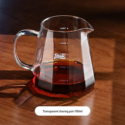 Bincoo 500ml 700ml Coffee Servers Maker Glass Coffee Sharing Pot for Drip Manual Pour over Coffee Pot for Home/Office/Café