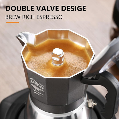 Bincoo Stovetop Espresso Coffee Maker,Electric Cuban Moka Pot,120ML-4.06oz,Italian Style Coffee Maker, 2 Cup Aluminum Espresso Portable Cafetera Moka Pot for Home Travel Camping