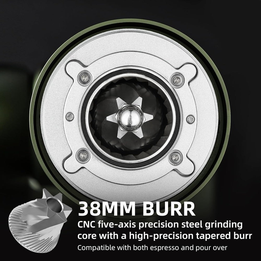 Bincoo DM01 Electric Coffee Grinder Stepless Adjustment Grinding Settings,Stainless Steel Burr Coffee Grinder with Brush and Top Blower for Home Use Pour Over&Espresso