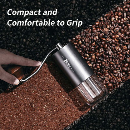 Bincoo GYKF1881 Portable Manual Coffee Bean Grinder - Stainless Steel Conical Burr Hand Coffee Grinder with Adjustable Setting,Double Bearing Hand Espresso Grinder (White)
