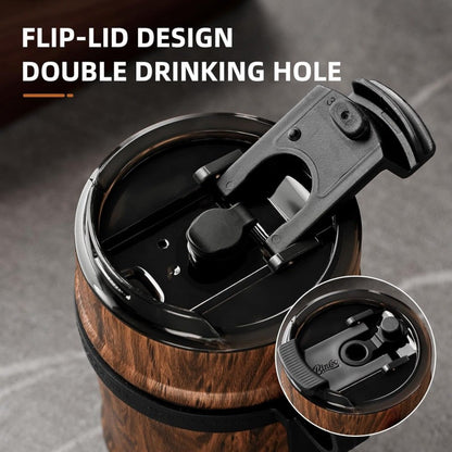 Bincoo GYKF1908 11oz Travel Coffee Mug Tumbler with Flip Lid-316 Stainless Steel Vacuum Coffee Cup with Ceramic Liner for Hot and Cold,Portable Insulation Mug with Rope for Ootdoor Home