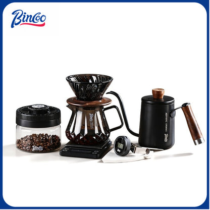 BINCOO Glass Pour‑Over Coffee Set, Household V60 Dripper, Coffee Server with Manual Coffee Grinder, Complete Brewing Kit