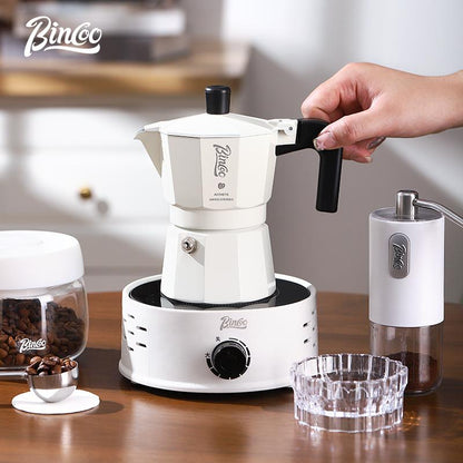 BINCOO Espresso Double Valve Moka Pot Coffee Extraction Pot Home and Outdoor Small Coffee Making Set 2Cups