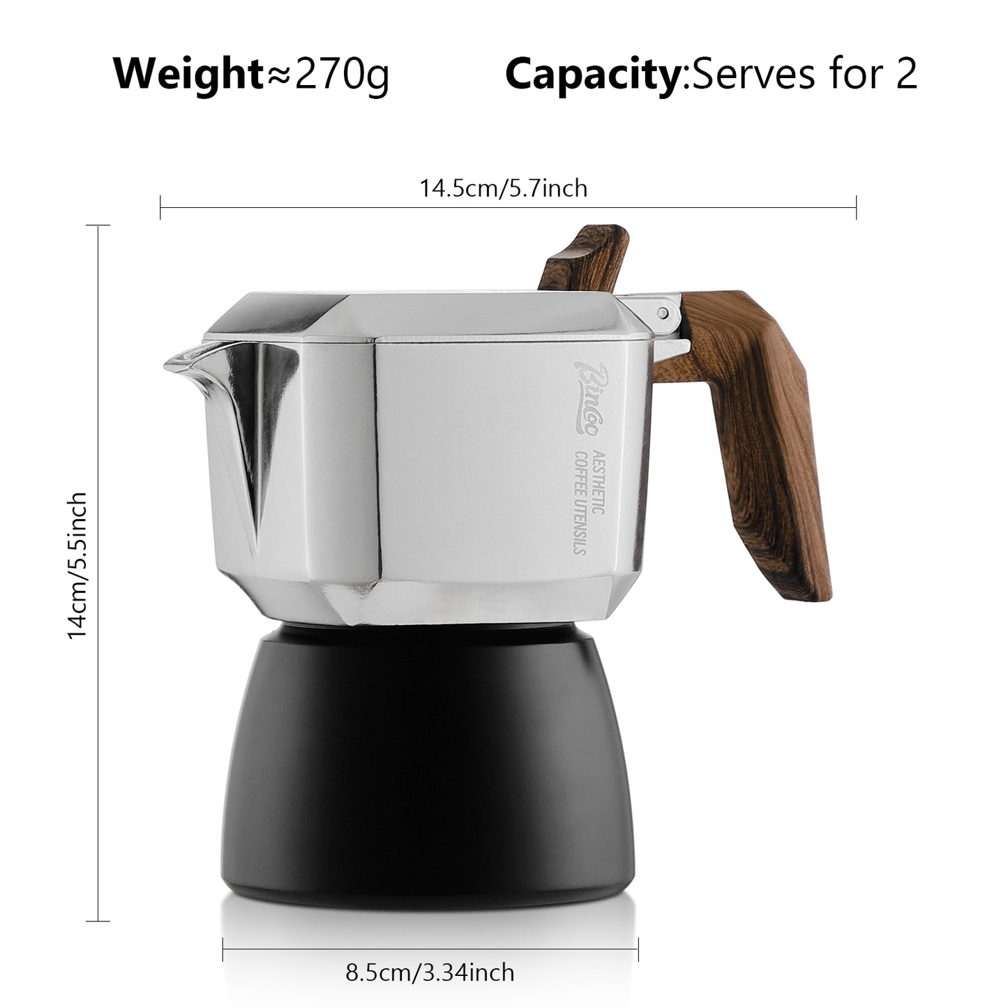 Espresso Maker Stovetop - Small Moka Pot 2 Cups,Italian Coffee maker for Single Use,4oz/120ML,Perfect for Home Cafe Camping