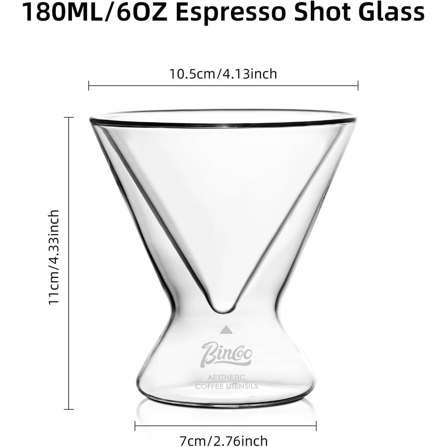 Bincoo GYJ60394 Espresso Cups Double Wall Glass Coffee Mugs 180ML Set of 2 Shot Glass-Borosilicate Glass For Coffee,Tea,Whiskey,Cocktails & All Beverages