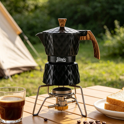Bincoo Double Valve Moka Pot 2 Cups,Stovetop Espresso Maker,Italian Coffee Maker for Home and Camping