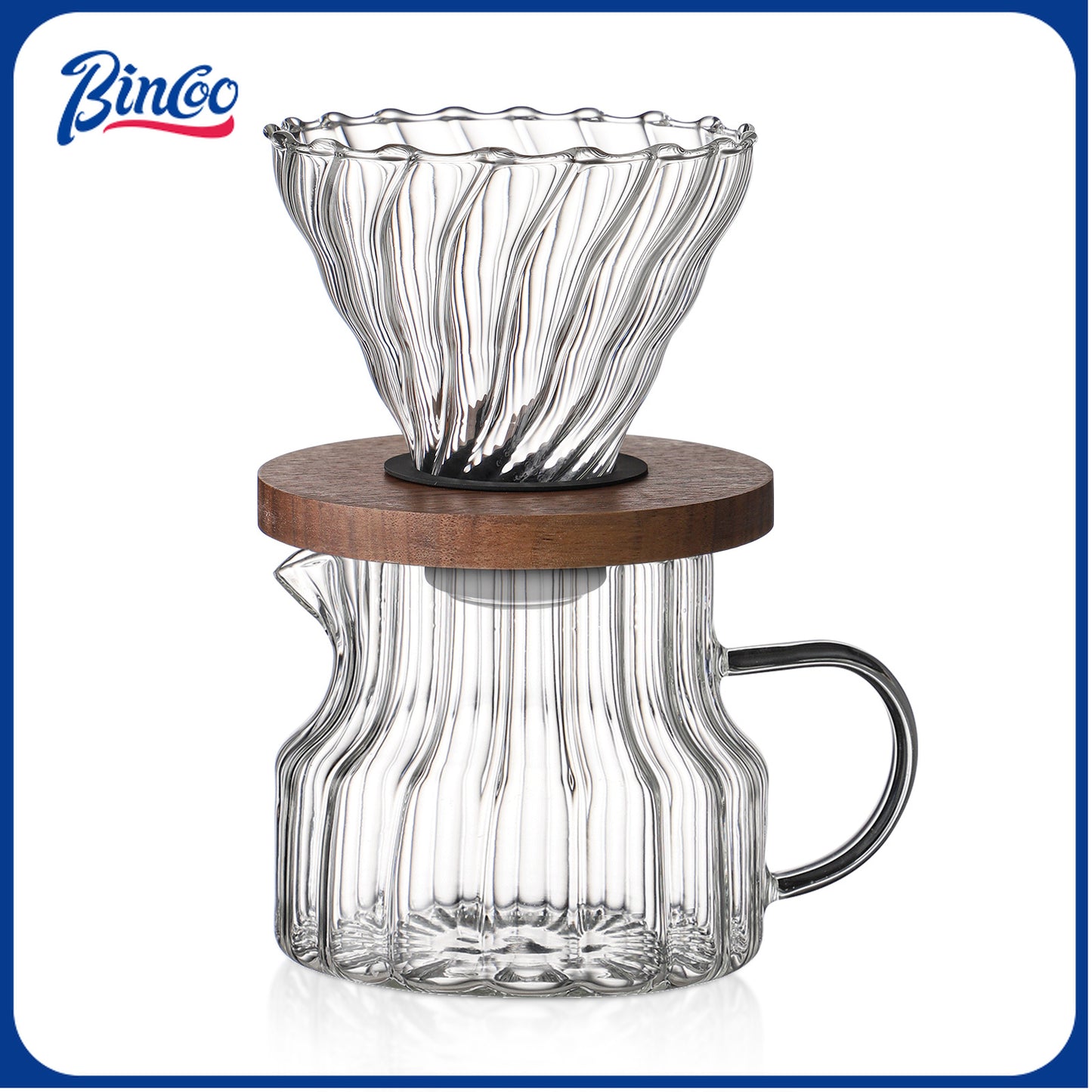 Bincoo 500ml Pour Over Coffee Maker Set Glass Carafe Coffee with Glass Coffee Filter Drip Coffee Maker Set for Home or Office