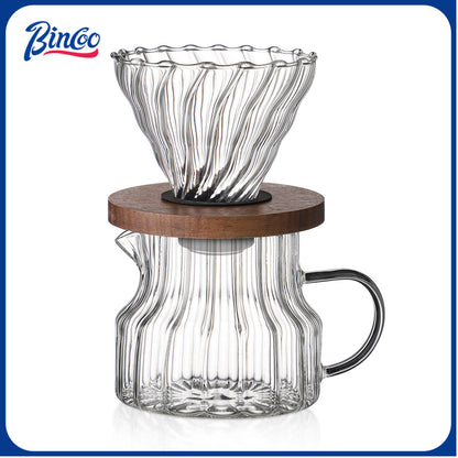 Bincoo 500ml Pour Over Coffee Maker Set Glass Carafe Coffee with Glass Coffee Filter Drip Coffee Maker Set for Home or Office