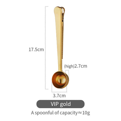Bincoo Coffee Spoon with Clip 304 Stainless Steel Milk Coffee Powder Ice-cream Scoop Tea Coffee Measuring Spoon Kitchen Supply Powder Measuring Tools
