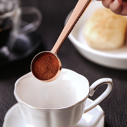 BINCOO Stainless Steel Coffee Bean Long Handle Measuring Spoon Sealing Clip Special Spoon Coffee Appliance Accessories