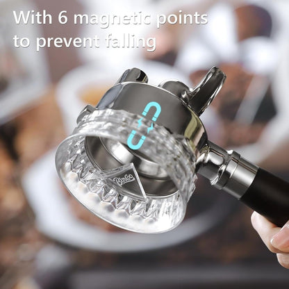 Bincoo Portafilter Funnel Dispenser 51/58mm,Coffee Dosing Funnel With 100pcs Filter Paper, Anti-Flying Powder Espresso Dosing Funnel With Magnetic, Allow 360°Rotation (51MM)
