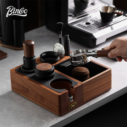 Bincoo GYKF2277 Solid Wood Multi-Functional Tamping Station,Stand Only, No Coffee Accessories