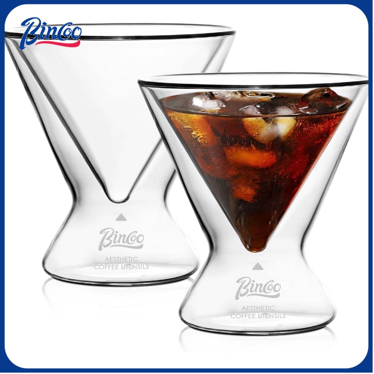 Bincoo GYJ60394 Espresso Cups Double Wall Glass Coffee Mugs 180ML Set of 2 Shot Glass-Borosilicate Glass For Coffee,Tea,Whiskey,Cocktails & All Beverages