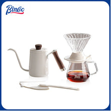 BINCOO Hand-Drip Coffee Set Smart Dripper Manual Coffee Grinder and Pre-infusion Drip Filter with Glass Carafe
