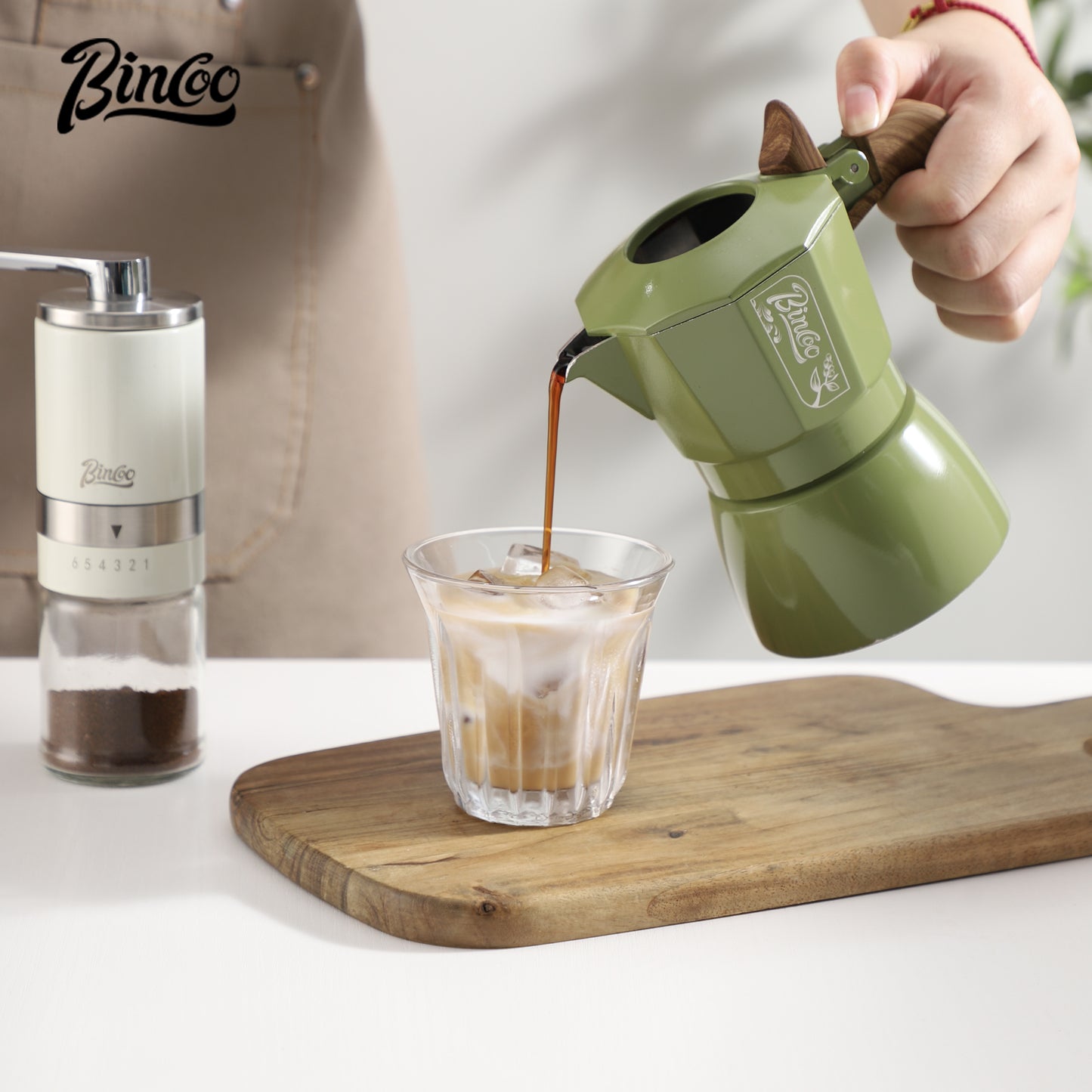 Bincoo Premium Moka Pot Set 6 Color Options Dual Valve System Compact Italian Coffee Maker for Stovetop Brewing