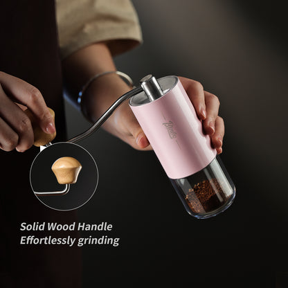 Bincoo GYKF1881 Portable Manual Coffee Bean Grinder - Stainless Steel Conical Burr Hand Coffee Grinder with Adjustable Setting,Double Bearing Hand Espresso Grinder (White)