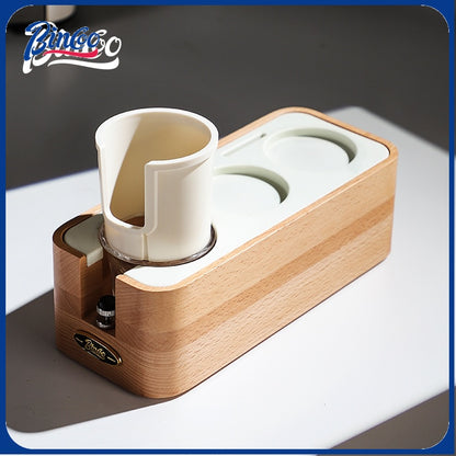 BINCOO Coffee Solid Wood Powder Press Base Espresso Machine Handle Filling Base Set Cloth Powder Dispenser and Tamper Set 51MM/58MM