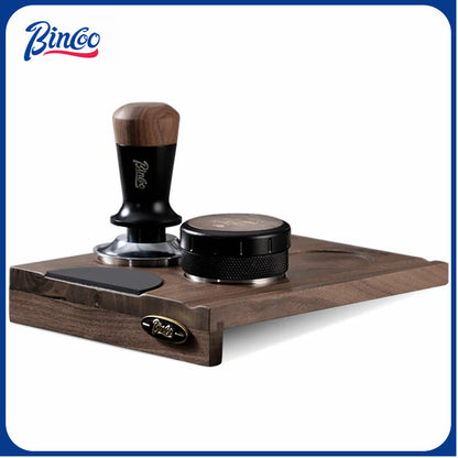 BINCOO Coffee Press Powder Cloth Holder Set Walnut Multi-Purpose Powder Press Base Coffee Handle Filling Powder Cloth Organiser Board 51MM/58MM