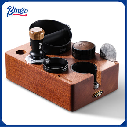 Bincoo GYKF2032 Solid Wood Multi-Functional Tamping Station,Stand Only, No Coffee Accessories