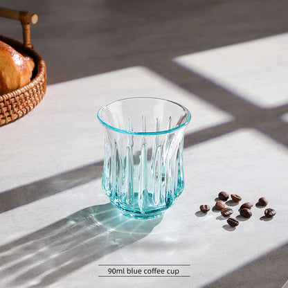 Hand-Painted Rainbow Vertical Relief Glass Tumbler | Bincoo Aesthetic Clear Textured Drinking Cup for Coffee, Whiskey & Cocktails