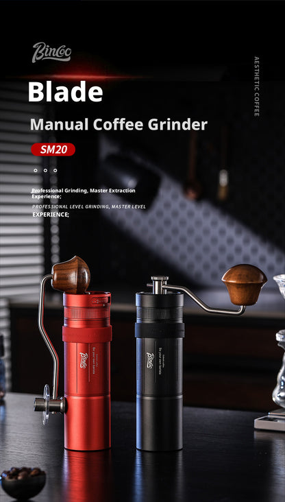 Bincoo SM20 Manual Coffee Grinder, 7-Star Steel Burr Portable Hand Coffee Bean Grinder with External Fine Adjustment