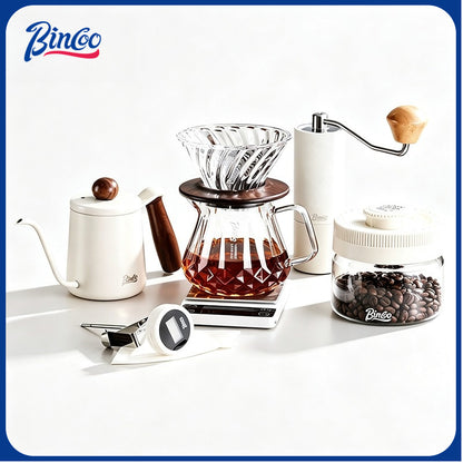 BINCOO Glass Pour‑Over Coffee Set, Home V60 Filter Dripper, Complete Coffee Kit with Sharing Pot