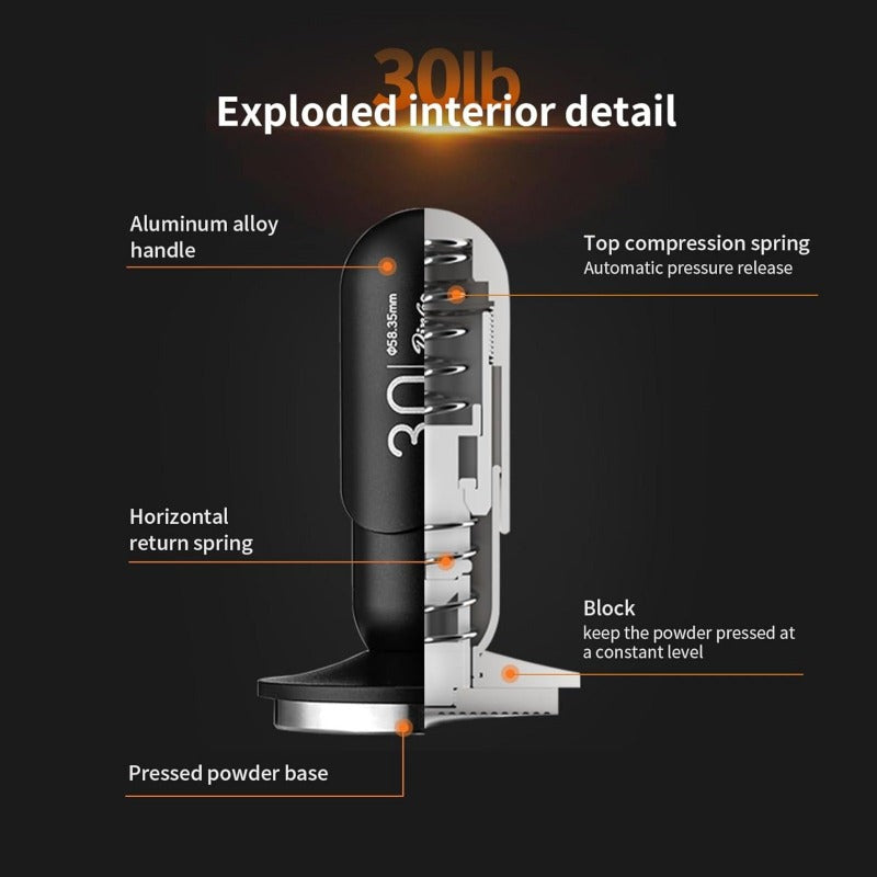 Bincoo GYKF1772 Espresso Coffee Tamper 51mm,30lb Spring-Loaded Calibrated Tamper-Stainless Steel Base Espresso Coffee Tamper for Barista Home Coffee Espresso Accessories (Black, 51mm)