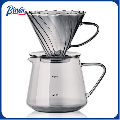 Bincoo Glass Coffee Dripper,Pour Over Coffee Fliter Cup Glass Fliter Cup V60 Coffee Utensils for Home Office