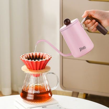 Pink Pour Over Coffee Kettle - 600ML/20oz Stainless Steel Coffee Server Coffee Maker, Hand Drip Coffee Pot with Long Narrow Drip Spout, Flow Spout Design for Drip Coffee