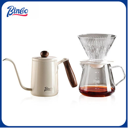 BINCOO Hand Brewed Coffee Filter Cup v60 Coffee Utensils Heat Resistant High Temperature Borosilicate Glass Sharing Pot Set 600ML