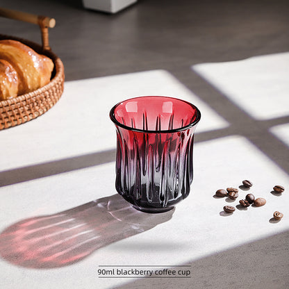 Hand-Painted Rainbow Vertical Relief Glass Tumbler | Bincoo Aesthetic Clear Textured Drinking Cup for Coffee, Whiskey & Cocktails