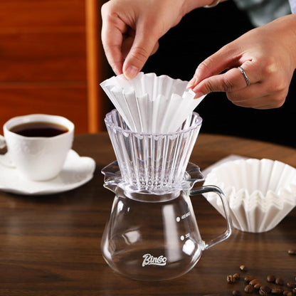Bincoo Coffee Dripper 1-2 Cups,Reusable Coffee Filter Cup, Pour Over Coffee Dripper Safe BPA Free Plastic Includes 50 Paper Filters-Slow Brewing Accessories for Home Cafe (1-2 CUP)