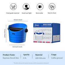Bincoo Small Espresso Knock Box, 0.5L Coffee Ground Knock Box,Blue Espresso Puck Knock Box with Removable Knock Bar and Non-Slip Base