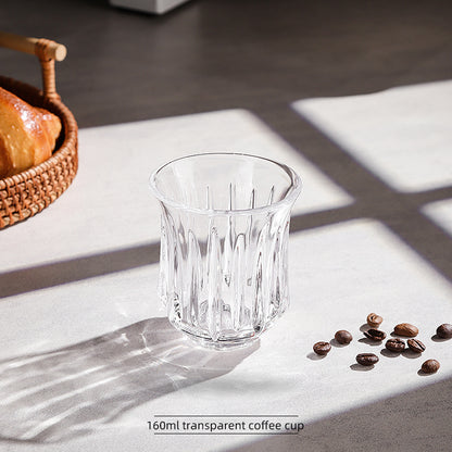 Hand-Painted Rainbow Vertical Relief Glass Tumbler | Bincoo Aesthetic Clear Textured Drinking Cup for Coffee, Whiskey & Cocktails