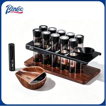 BINCOO Walnut Wood Coffee Scale with Tray Espresso Coffee Weighing Display Tray Smart & Portable