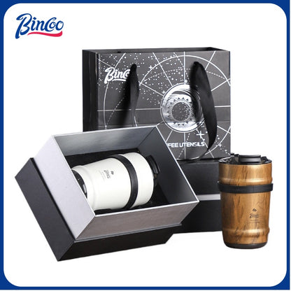 BINCOO Creative Ceramic Coffee Mug Gift Box 316 Stainless Steel Insulated Coffee Mug Holiday Birthday Gift Best 330ML