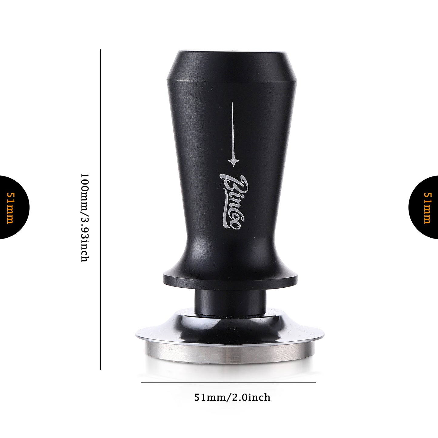 Bincoo Coffee Tamper with Threaded Spring Mechanism 51/58mm Universal Espresso Tamping Pressing Tool Barista Accessories