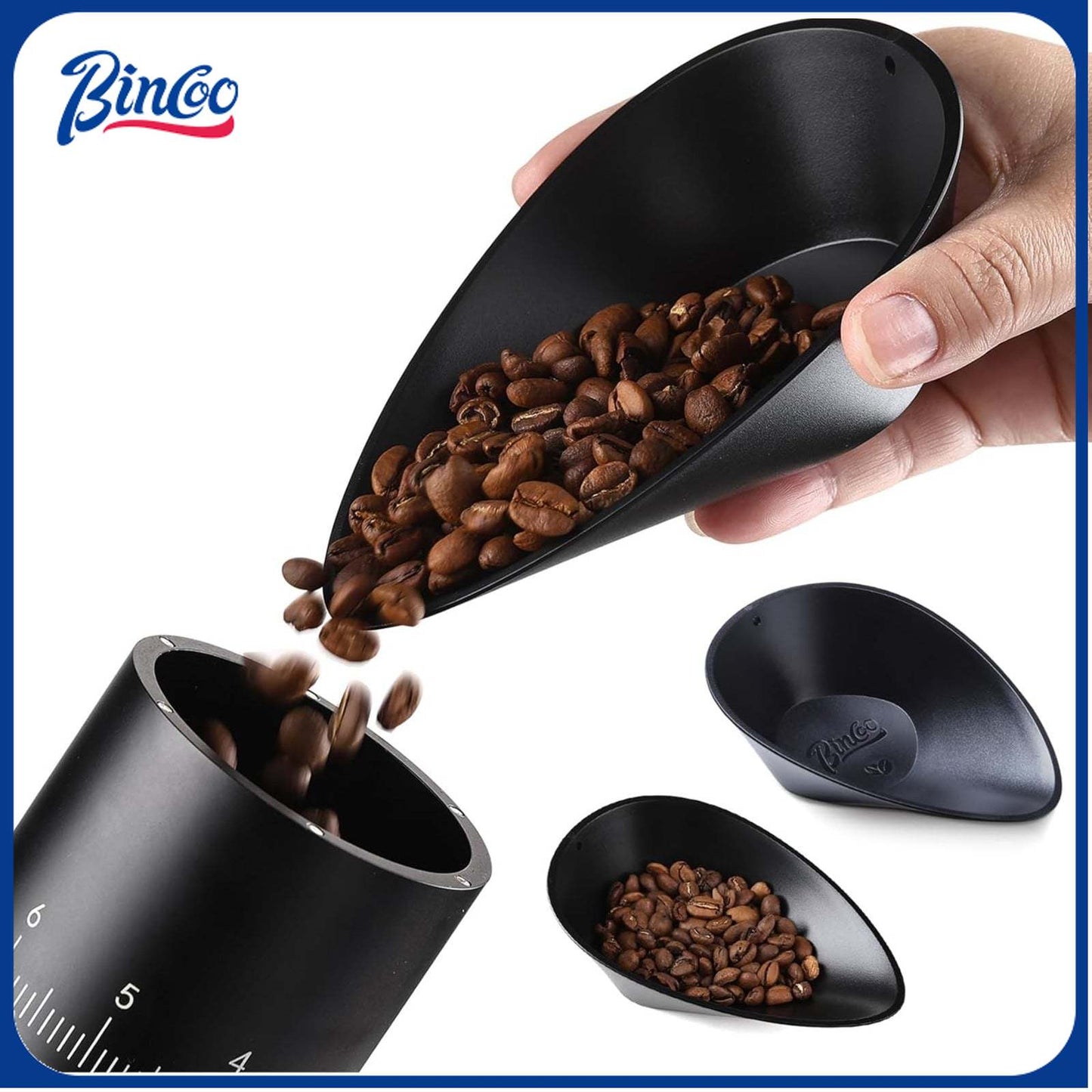 Bincoo GYKF2112 Coffee Dosing Cup 2 Pack,Coffee Bean Weighing Bowls,Coffee Cupping Tray Weigh Coffee Bean Container,Espresso Accessories for Coffee or Tea,ABS Material,Smooth Pouring Design(Black-2pack)