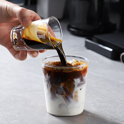 BINCOO 50ml Espresso Glass Measuring Cup Clear Shot Glasses Coffee Mugs Set Espresso Measuring Cup Tools Milk Frothing Pitcher