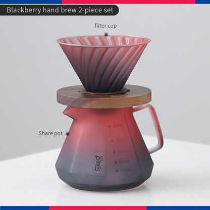 Bincoo Pour Over Coffee Maker Hand Brewing Coffee Pot Set Blackberry Filter Cup Sharing Pot Glass Pot Set 600ML
