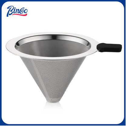 Bincoo Pour Over Coffee Filter Thickened Stainless Steel 300/800 mesh Filter Funnel