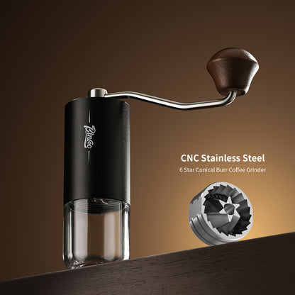 Bincoo GYKF1881 Portable Manual Coffee Bean Grinder - Stainless Steel Conical Burr Hand Coffee Grinder with Adjustable Setting,Double Bearing Hand Espresso Grinder (White)