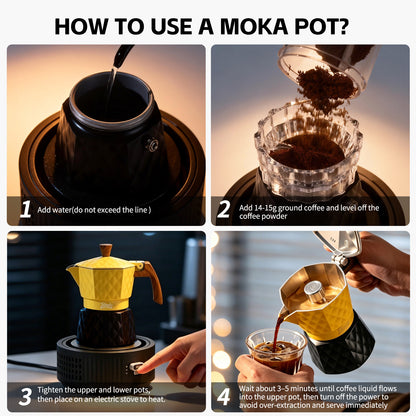 Bincoo Double Valve Moka Pot 2 Cups,Stovetop Espresso Maker,Italian Coffee Maker for Home and Camping