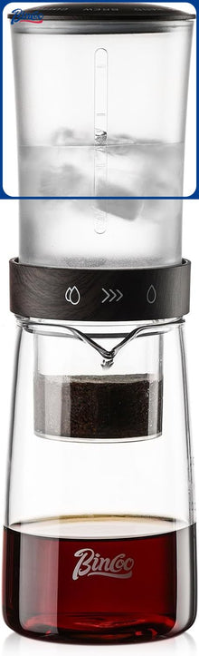 Bincoo GYKF2195 Cold Brew Coffee Maker 450ML, Ice Drip Coffee Brewer,Slow Drip Coffee Maker with Fine Mesh Filter, Adjustable Water Flow (Dark Brown)