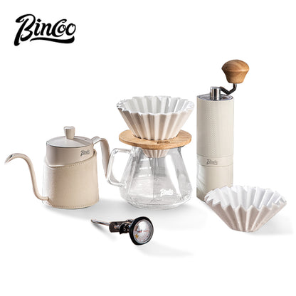 Bincoo Ceramic Pour Over Coffee Maker Set 400ml Glass Carafe with 50pcs Filter Papers