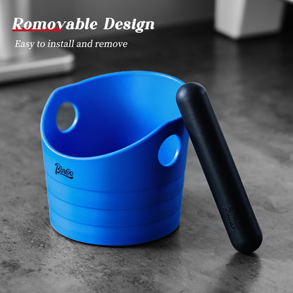 Bincoo Small Espresso Knock Box, 0.5L Coffee Ground Knock Box,Blue Espresso Puck Knock Box with Removable Knock Bar and Non-Slip Base